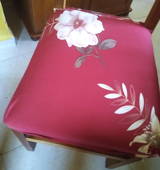 SearchI Stretch Dining Chair seat Covers Set of 6, Soft Removable Washable seat Covers for Dining Chairs, Dining Room seat Cover Protector (Rear-Covered, Red)