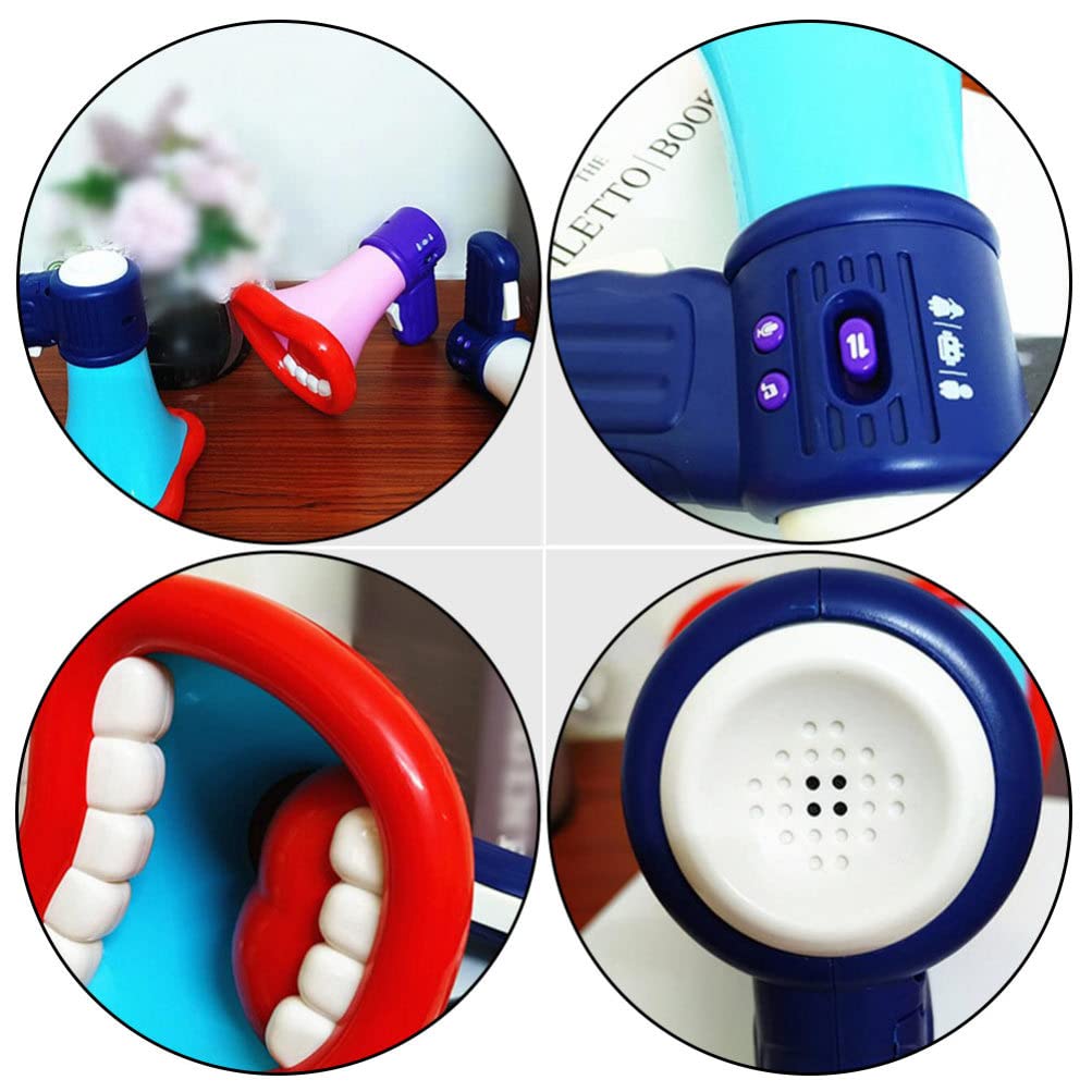 Toyvian Bull Horn Loud Speaker Kids Voice Changer Toy Megaphone Function Toys Mini Electric Hand- held Speaker with Recording Microphone for Toddlers Childrens (Blue) Megaphone Speaker Voice
