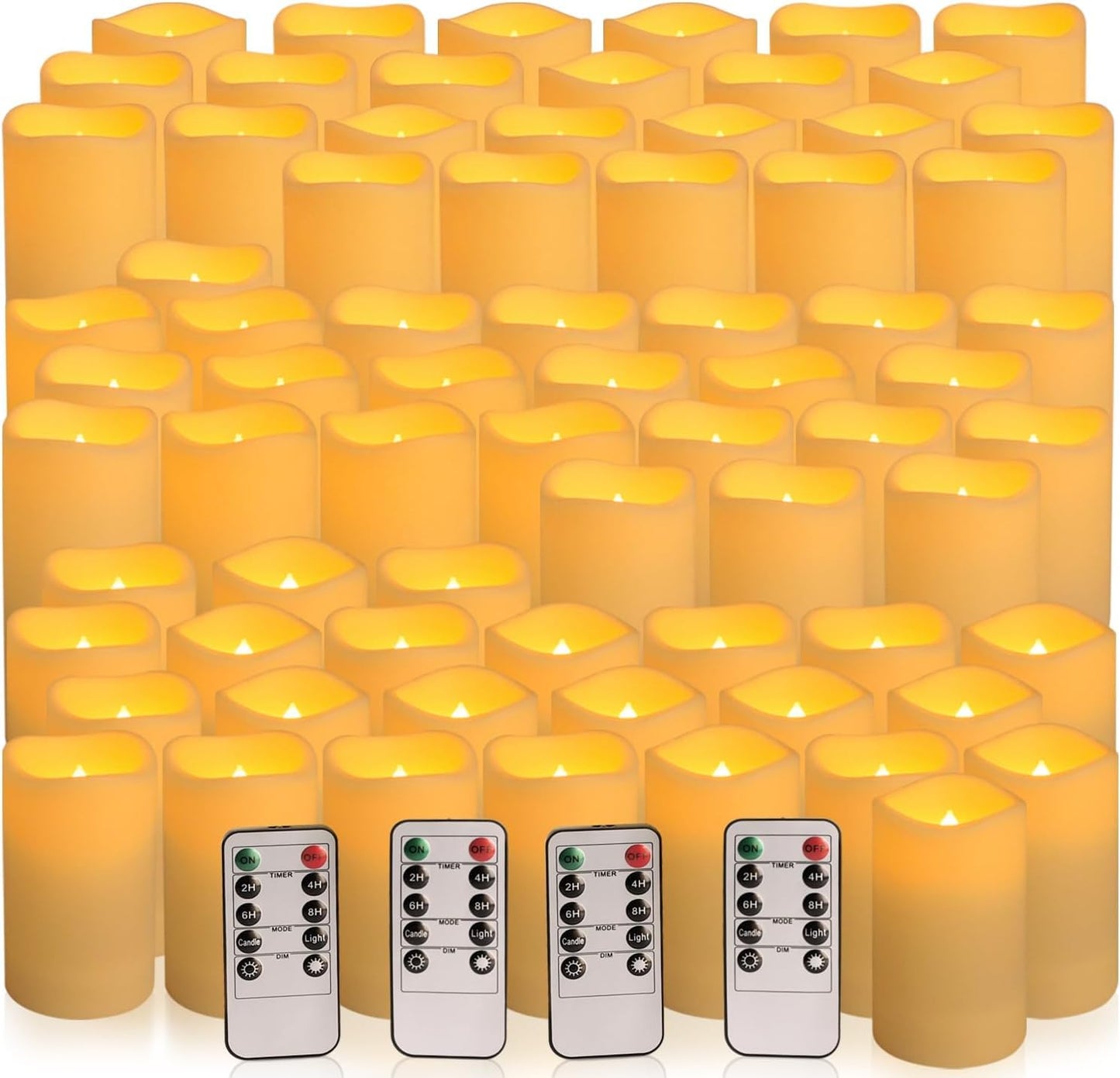 Enpornk Set of 72 Flameless Led Battery Opeated (D2.2'' x H4''5''6'') Waterproof Outdoor Indoor Candles with 10-Key Remotes and Cycling 24 Hours Timer