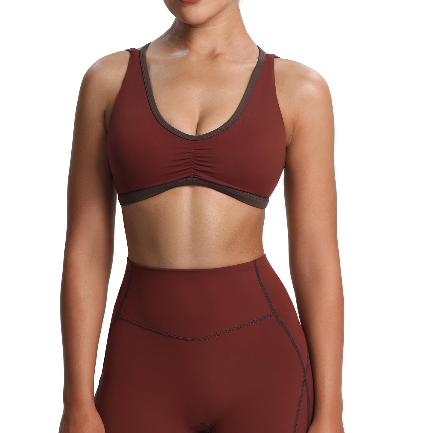 Aoxjox Women's Workout Sports Bras Fitness Rory Ruched Bra Yoga Crop Tank