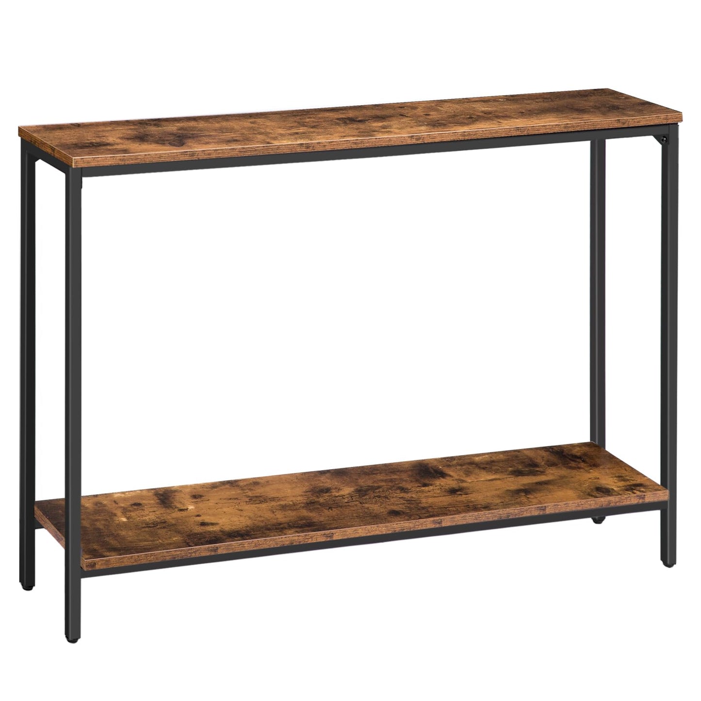 HOOBRO Console Table, 47.2" Narrow Entryway Table, Industrial Sofa Table with Shelf, Entrance Table for Living Room, Hallway, Foyer, Corridor, Office, Metal Frame, Rustic Brown and Black BF20XG01G1