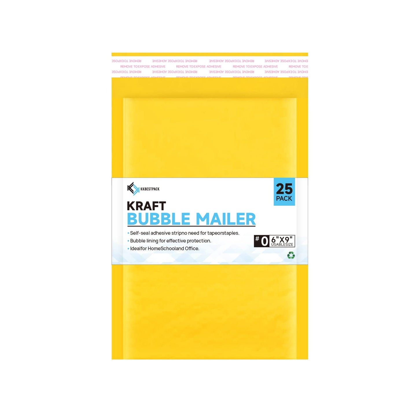 Kkbestpack Kraft Bubble Mailers #0, Self-Seal Padded Mailing Envelopes, Pack of 25, 6x9 Inches