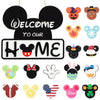 FUEMEILY Cute Mouse Interchangeable Seasonal Welcome Door Sign for Front Door Decor, Interchangeable Welcome to Our Home Sign for Farmhouse Wall Porch Decor, Housewarming Gift
