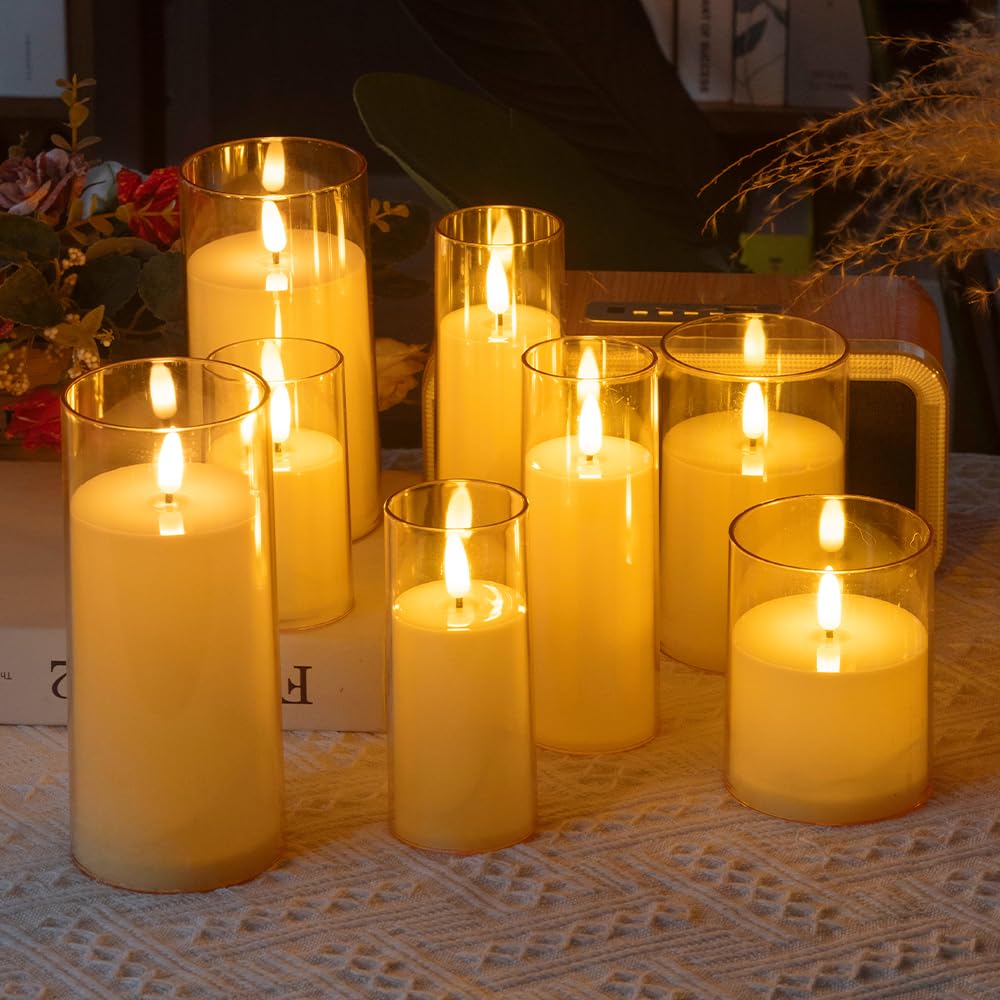 EVISINH Novelty Candle LED Flickering Flameless Candles with 10 Key Remote Timer,Battery Operated for Home Christmas Wedding Celebration Decor, Ivory, Pack of 3