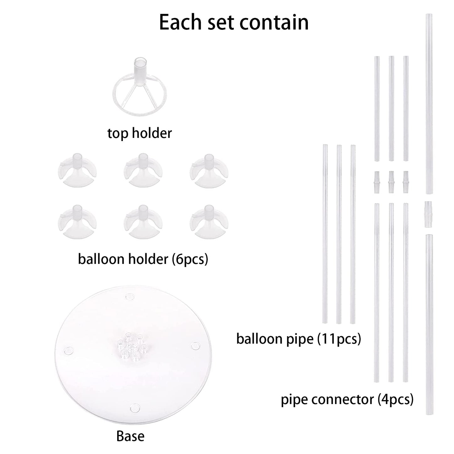 ROYUYE 4 Sets of Table Balloon Stand Kit, 1 Roll of Glue and 5 Flower Clips for Birthday, Celebration and Party Decorations