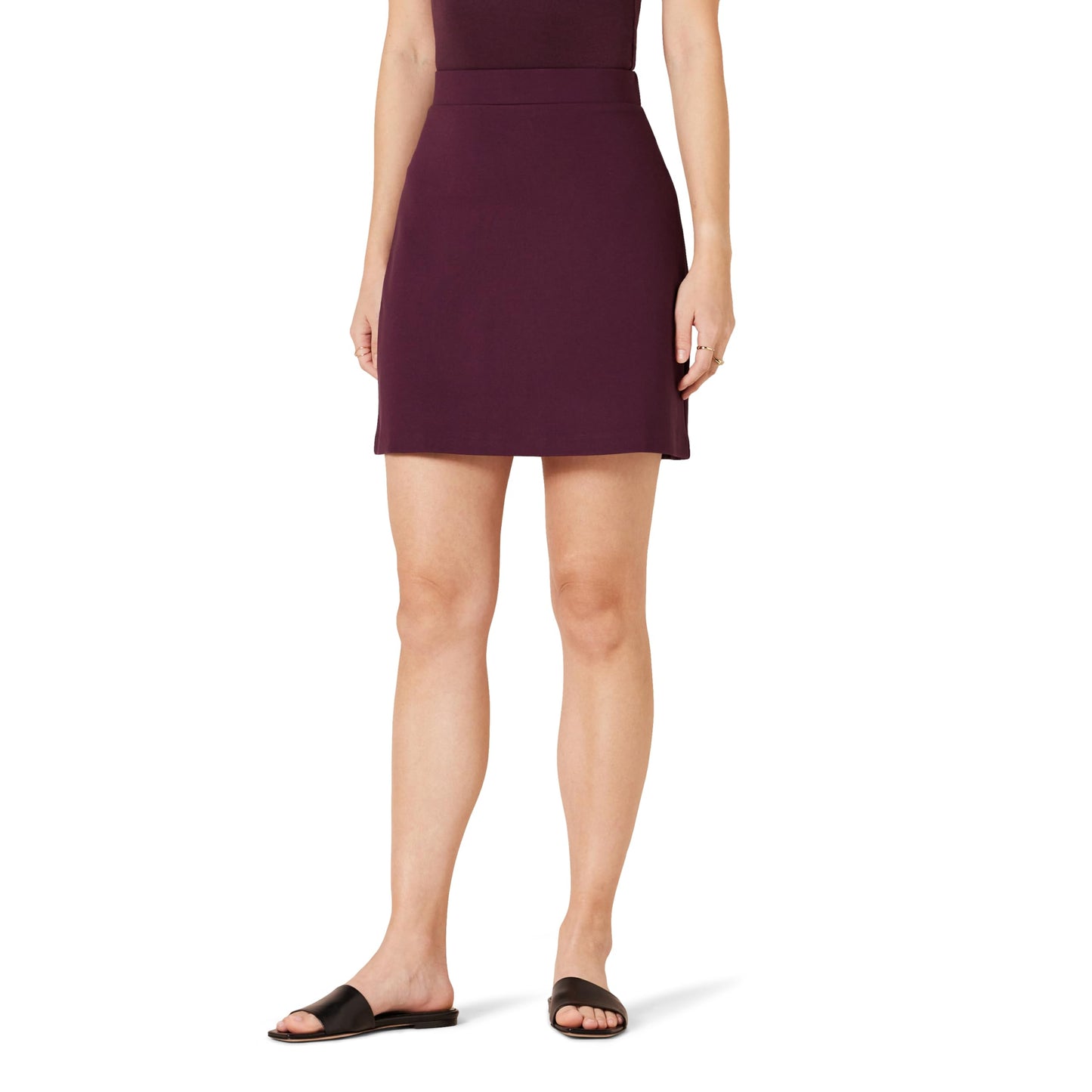 Amazon Essentials Women's Ponte Pull-On Mini Length A-Line Skirt