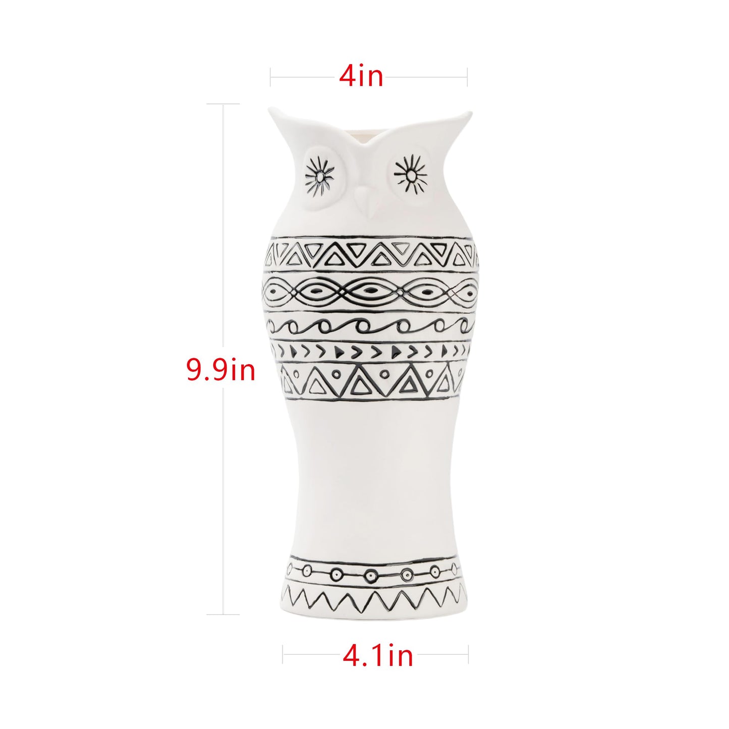 Handcrafted Owl Ceramic Flower Vase - Nordic Boho Farmhouse Centerpiece Owl Decor for Coffee Table& Shelf Living Room Decorative with Pampas Grass