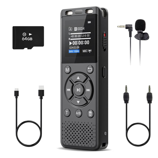 96GB Digital Voice Recorder One Click, HD Recording Easy Control Voice Recorder with Playback, Large Screen 7000 Hours Sound Audio Recorder Recording Tape for Lectures Meeting MP3 Player