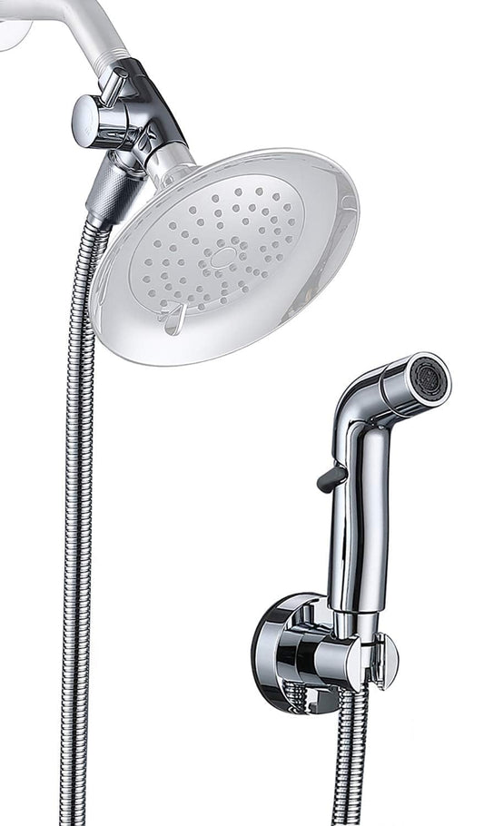 G-Promise Dog Shower Sprayer Attachment for Fast and Clean Pet Showering, Multifunctional Shower, Metal Diverter, 100 Inch Extra Long Hose, No Drill Hook, Dog Washing-Bathroom (Chrome)