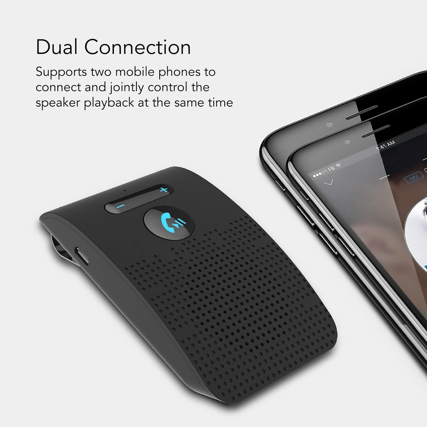 Handsfree Bluetooth for Phone Car Kit, Bluetooth Car Speaker Auto Power On Navigation Assistant Car Visor Bluetooth Receiver with Back Clip, Cars Handsfree Speakerphone Adapter