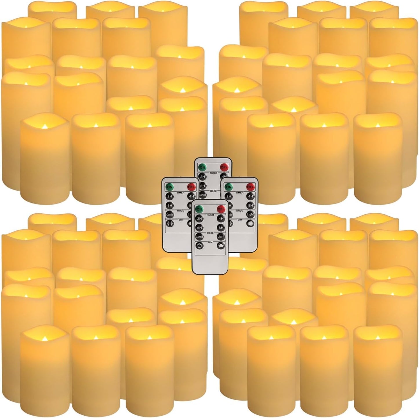 Enpornk Set of 72 Flameless Led Battery Opeated (D2.2'' x H4''5''6'') Waterproof Outdoor Indoor Candles with 10-Key Remotes and Cycling 24 Hours Timer