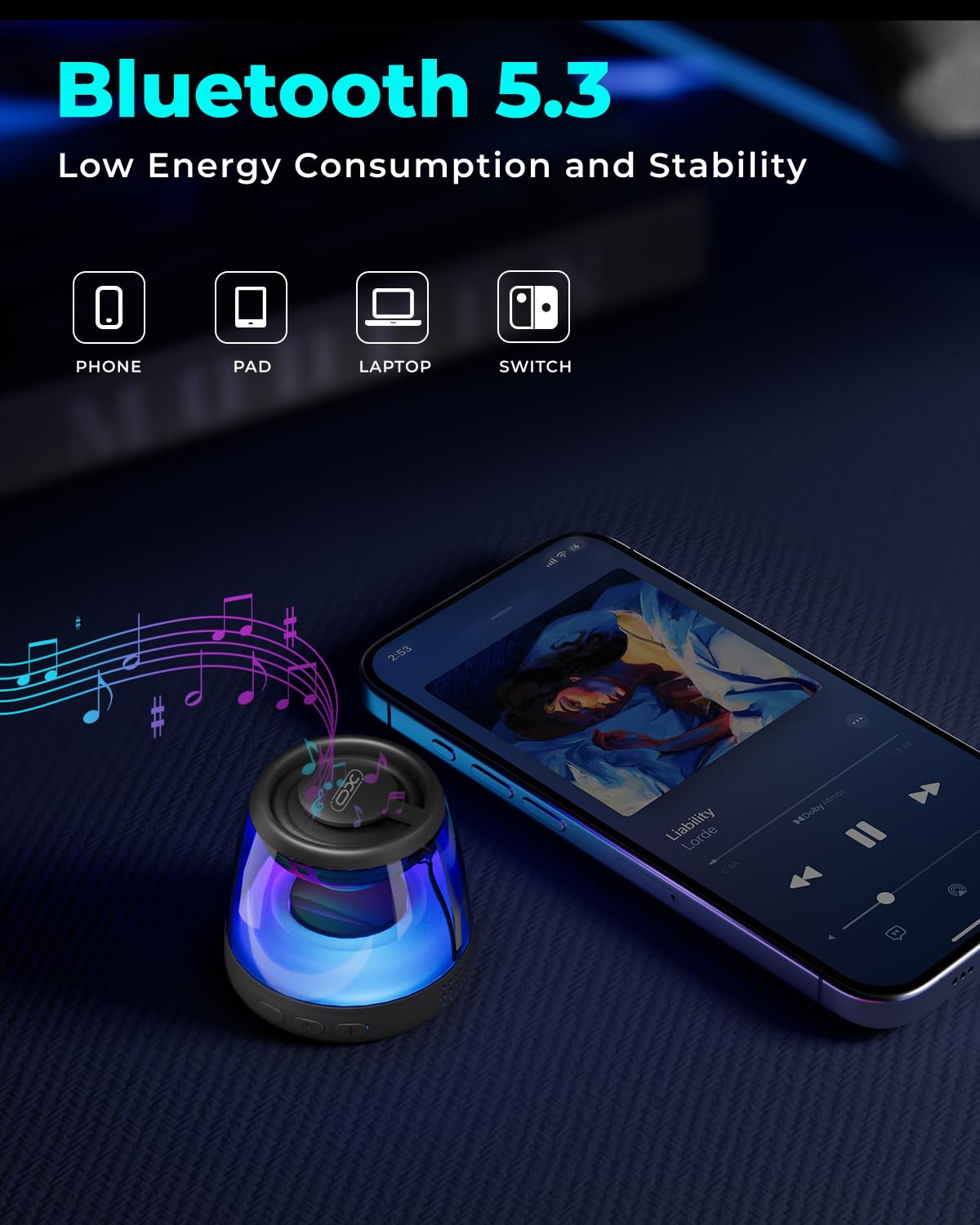 Magnetic Bluetooth Speaker, Portable Bluetooth Speaker with RGB light, Waterproof Wireless Speaker , Phone Stand for iPhone 16/15/14/13/12 Series, Small Speaker for Shower, Outdoor, Birthday Gift