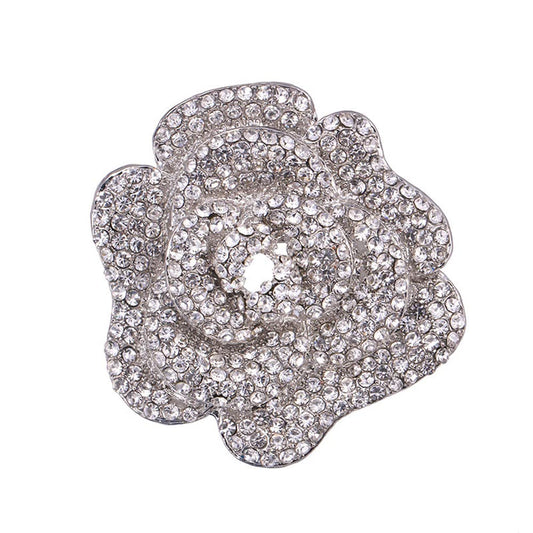 Rhinestone Rose Brooch Pin for Women Girls Fashion Crystal Big Blossom Flower Brooch Lapel Pins Elegant Dress Accessories Jewelry Boutonniere Corsage for Hat Bag Suit Tie Gift Wedding Holiday