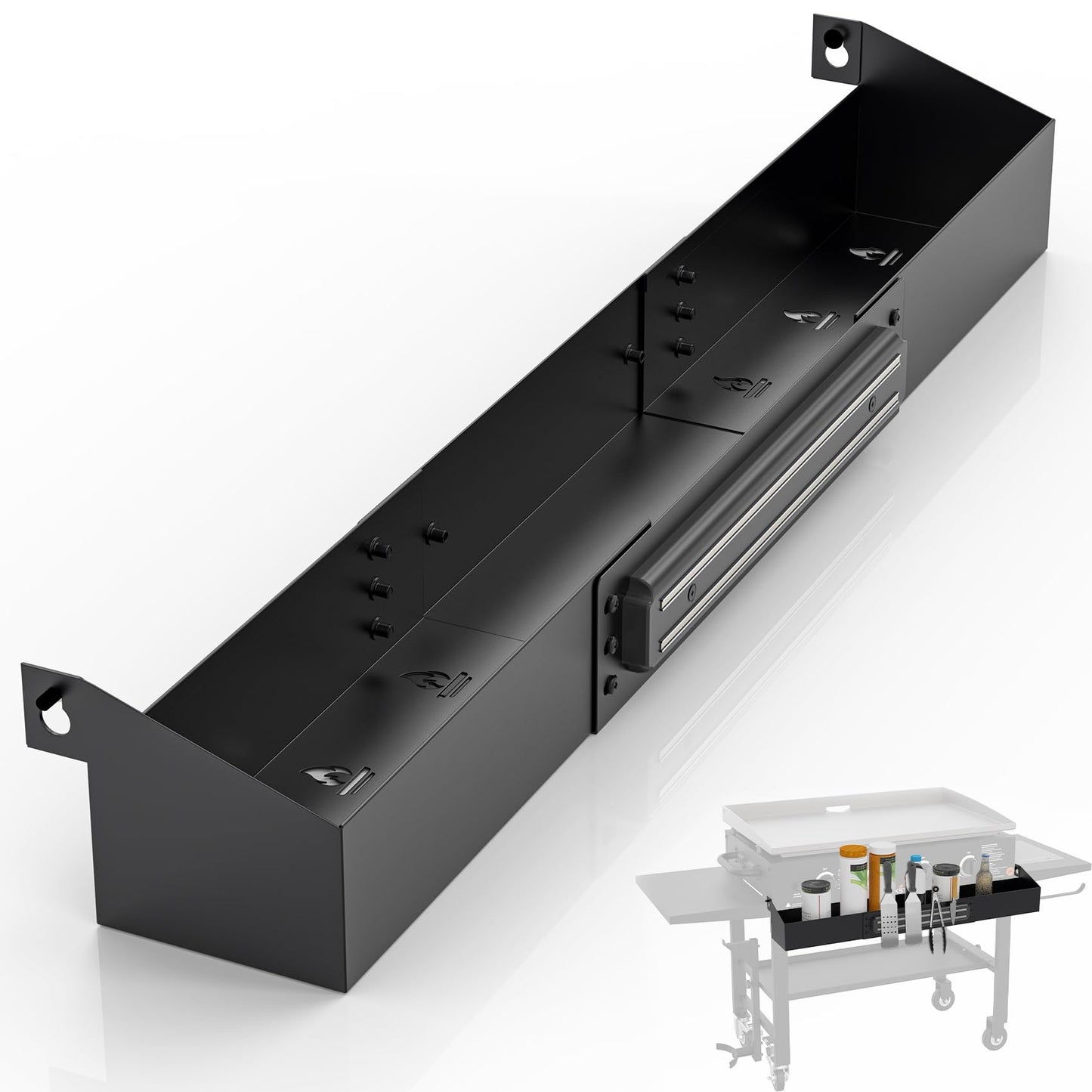 MOASKER Front Griddle Caddy for Blackstone 36" Griddle, Accessories Storage Bin with Magnetic Tool Holder for Blackstone 36 Inch Grill Caddy Organizer, Front Bottle/Spatula/Tool Shelf for Black Stone