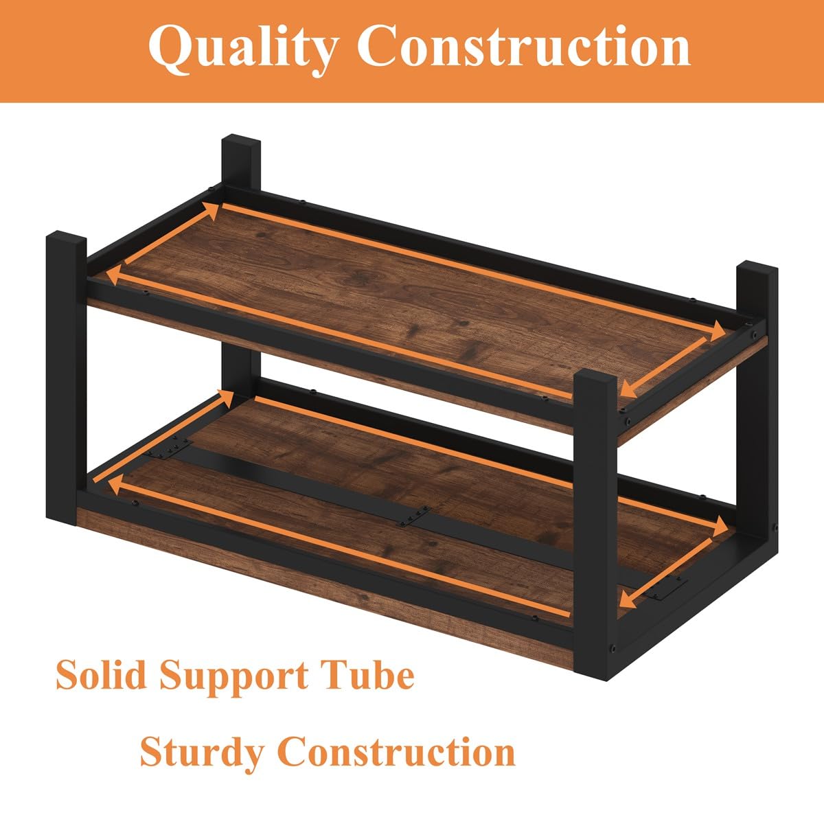 BON AUGURE Coffee Table for Living Room, Industrial Wood and Metal Living Room Tables, Farmhouse Rectangular Center Table (Rustic Oak, 43 Inch)