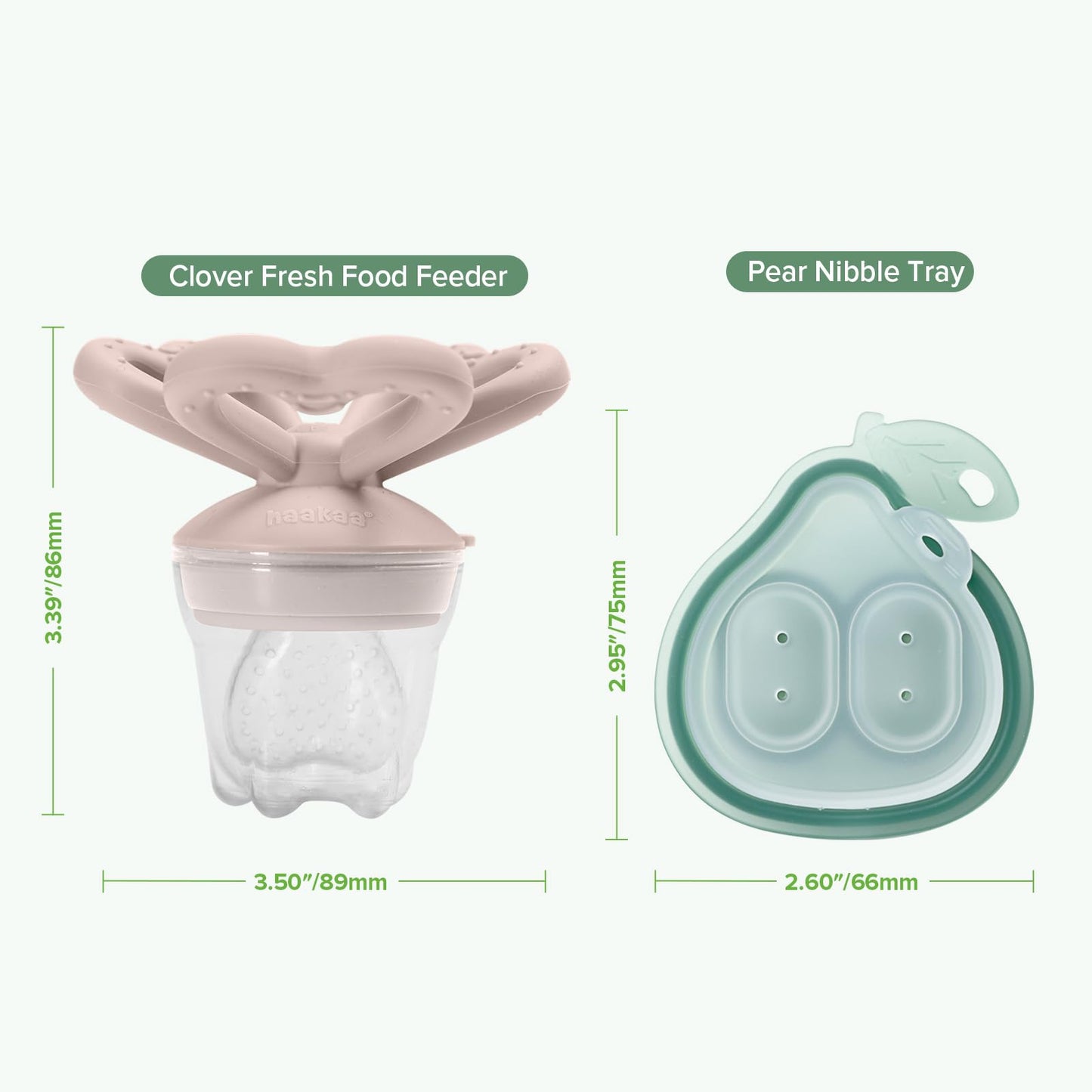 Haakaa Clover Baby Fruit Feeder Teether & Mini Freezer Nibble Tray – BPA-Free Silicone Breastmilk Popsicle Mold for Baby Teething Relief & Self-Feeding, 4M+（Blush）