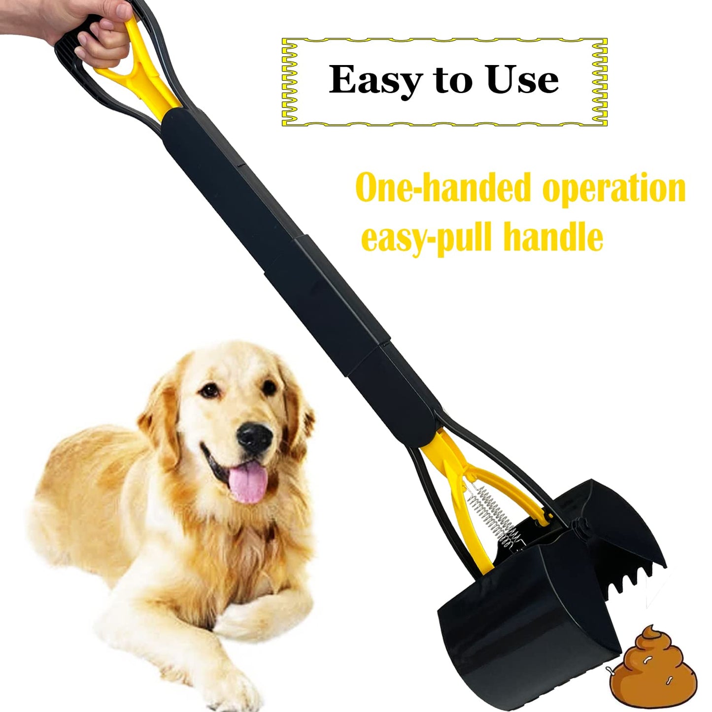 ienjoyed 32“ Tall Pooper Scooper, Large Pooper Scooper for Dogs Heavy Duty, Dog Pooper Scooper with Long Handle & High Strength Durable Spring, Foldable Dog Poop Pick Up