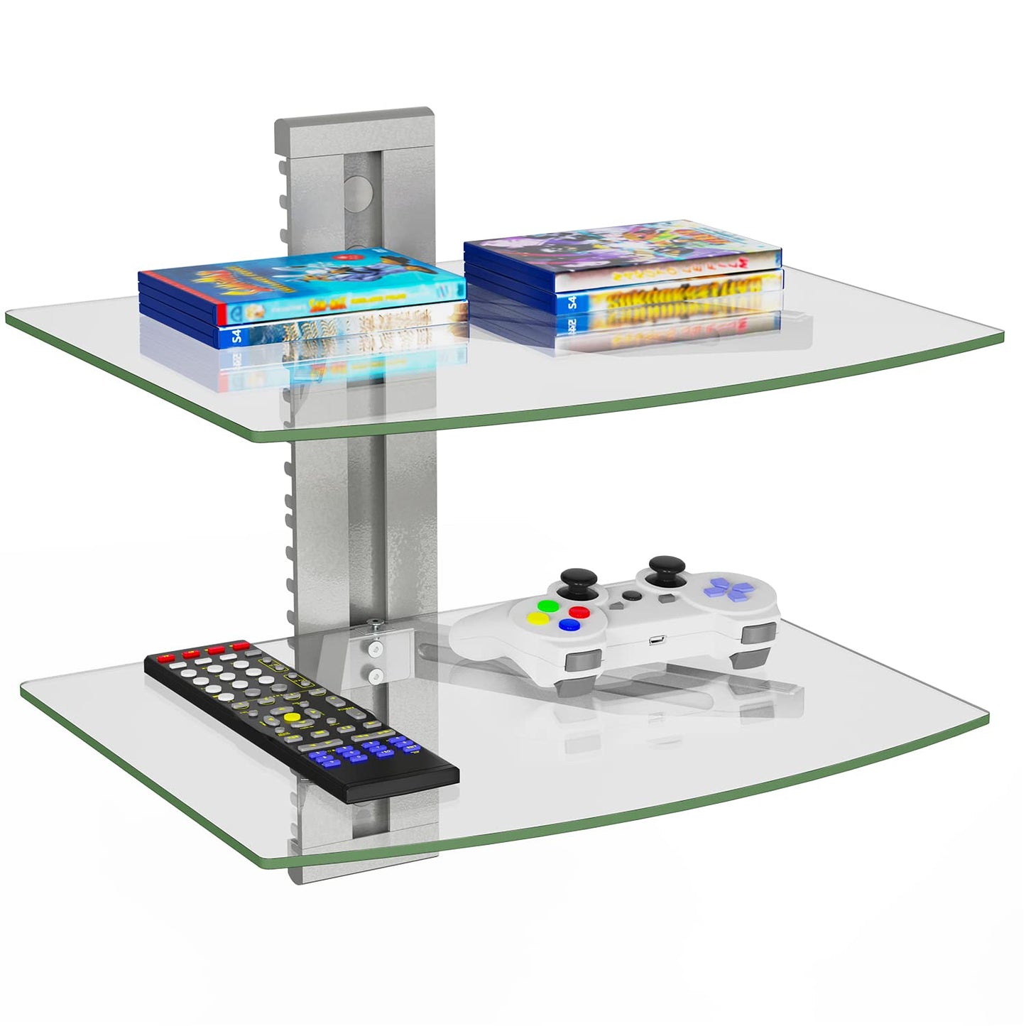 WALI Floating Entertainment Center Shelves, Holds Up to 17.6lbs, TV Shelf with Strengthened Tempered Glasses for DVD Players, Cable Boxes, Games Consoles, TV Accessories (CS201B), 1 Shelf, Black