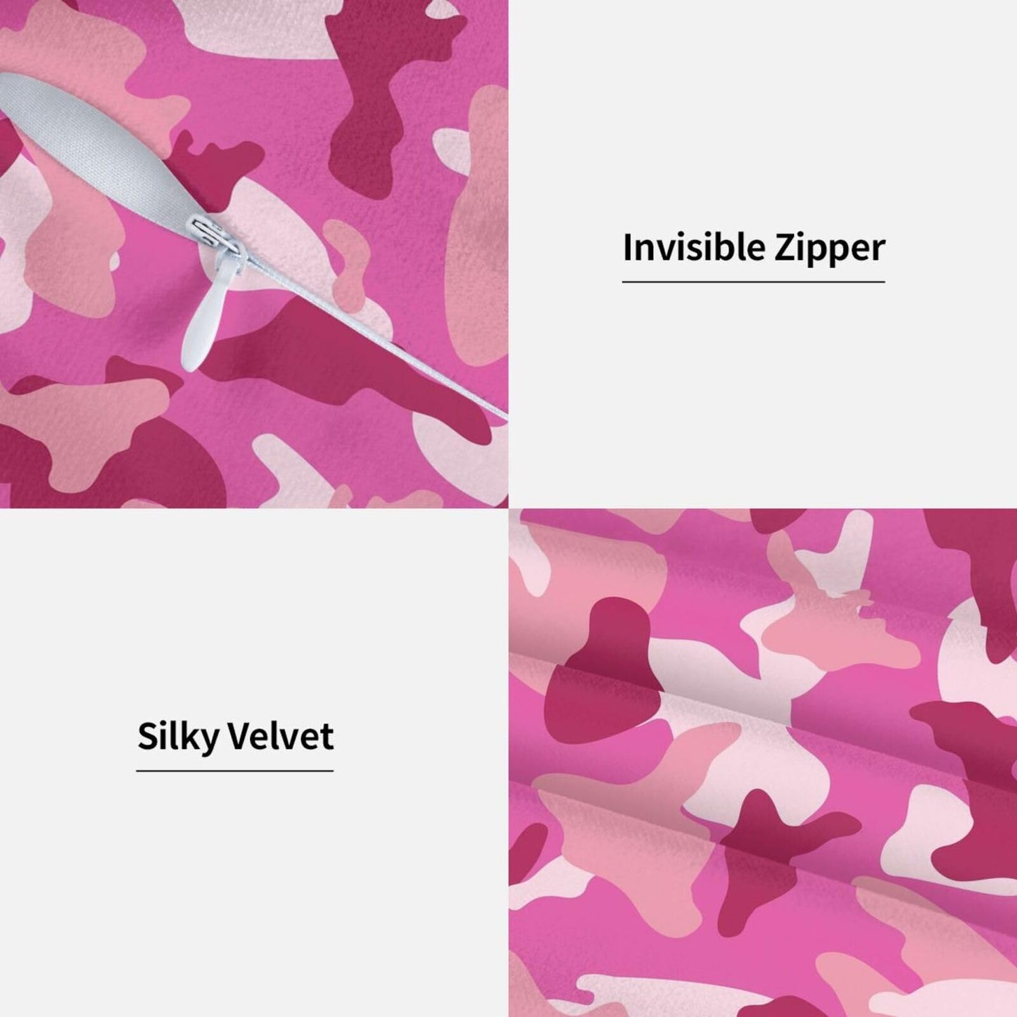 Perinsto Military Camouflage Pink Throw Pillow Covers Set of 2 Army Camo Decorative Pillowcases Soft Cushion Covers for Sofa Couch Bed Home Decor, 18"X18"