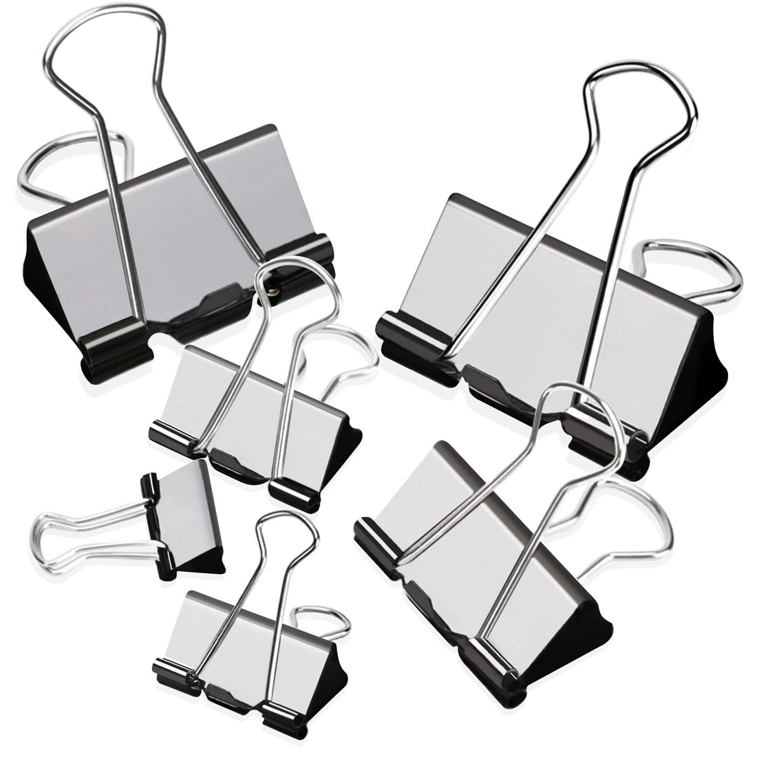 Binder Clips - Assorted Sizes 100 Count, X Large, Large, Medium, Small, Mini Paper Clamps Combination, Suitable for Office Supplies, Home, and School Use