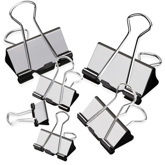 Binder Clips - Assorted Sizes 100 Count, X Large, Large, Medium, Small, Mini Paper Clamps Combination, Suitable for Office Supplies, Home, and School Use