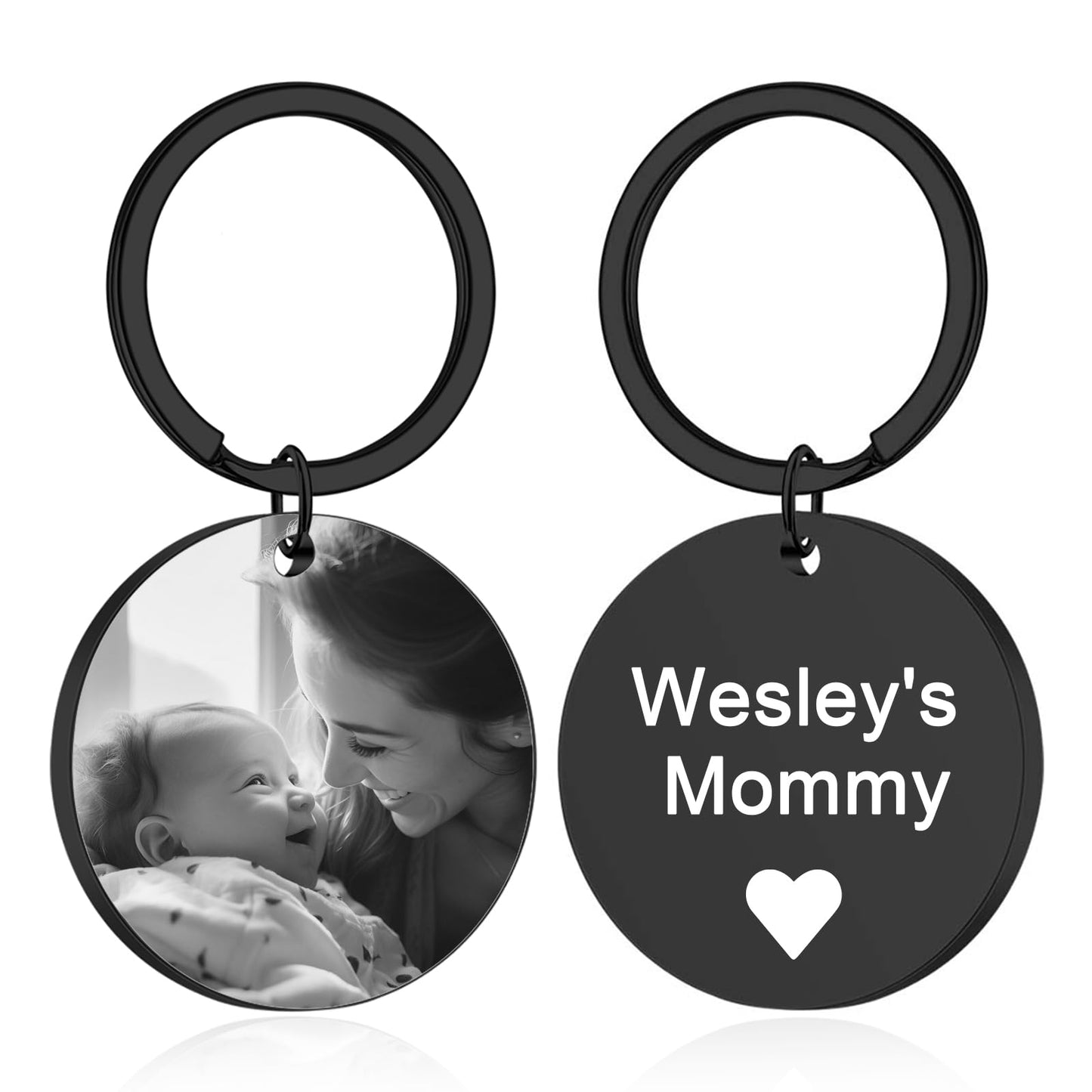 Custom Keychain with Picture - Personalized Photo LOGO Text Customized Key Chain for Boyfriend Dad Men Gifts