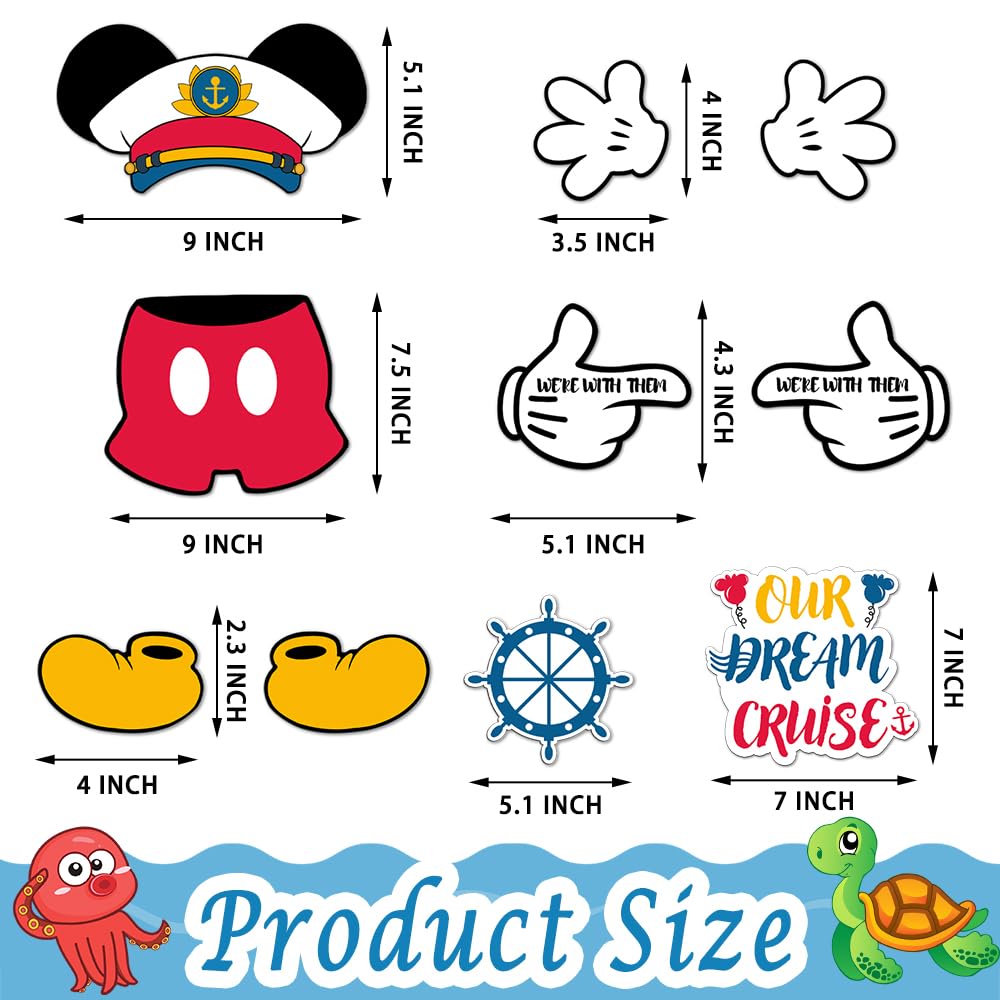 10 Pcs Cruise Door Magnet, Captain Mouse Cruise Door Decorations,Funny Mouse Ears Magnet for DCL Cruise& All Major Cruise