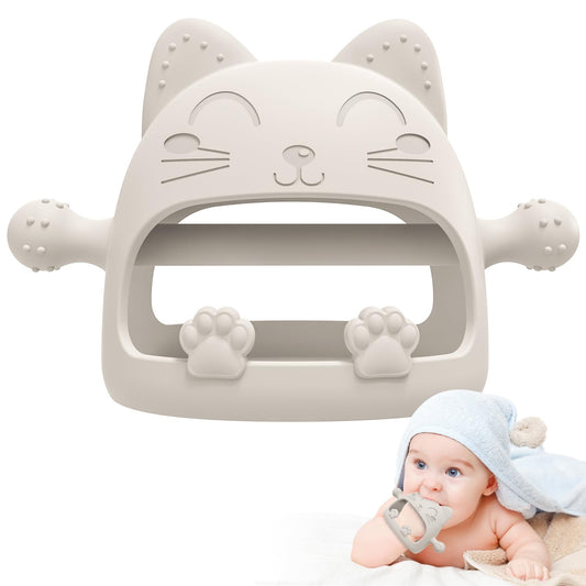 Baby Teether-Teething Toys for Babies 0-6 Months-Silicone Teething Mitt with Cute Cat Shape Baby Toys 6 to 12 Months,Newborn Essentials Must Haves for Teething Relief,Ideal Baby Shower Gifts for Moms