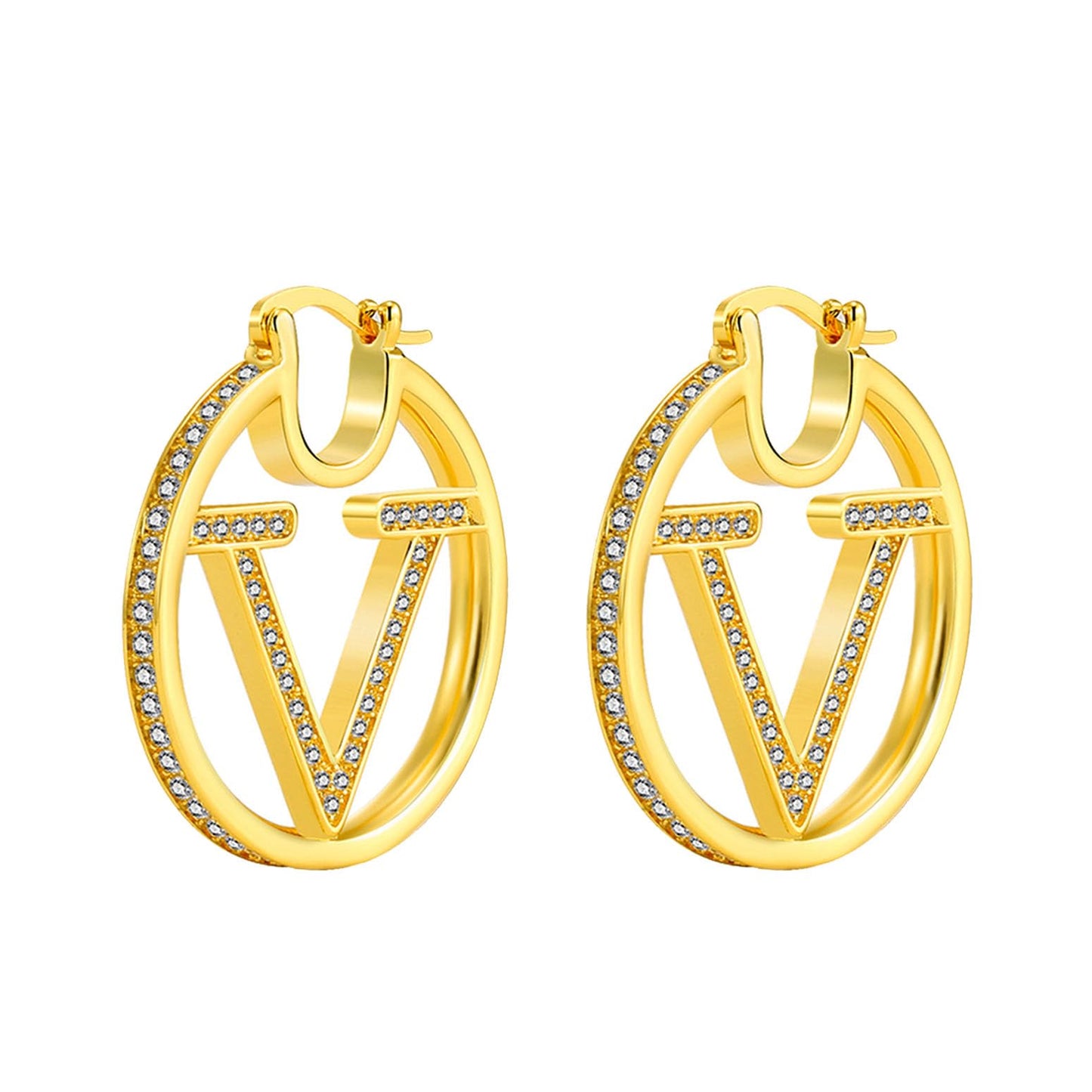 18K Gold Luxury Letter Earrings for Women and Sisters | Valentines, Birthday Gifts, Elegant Accessories for Any Occasion (Luxury V Earrings)