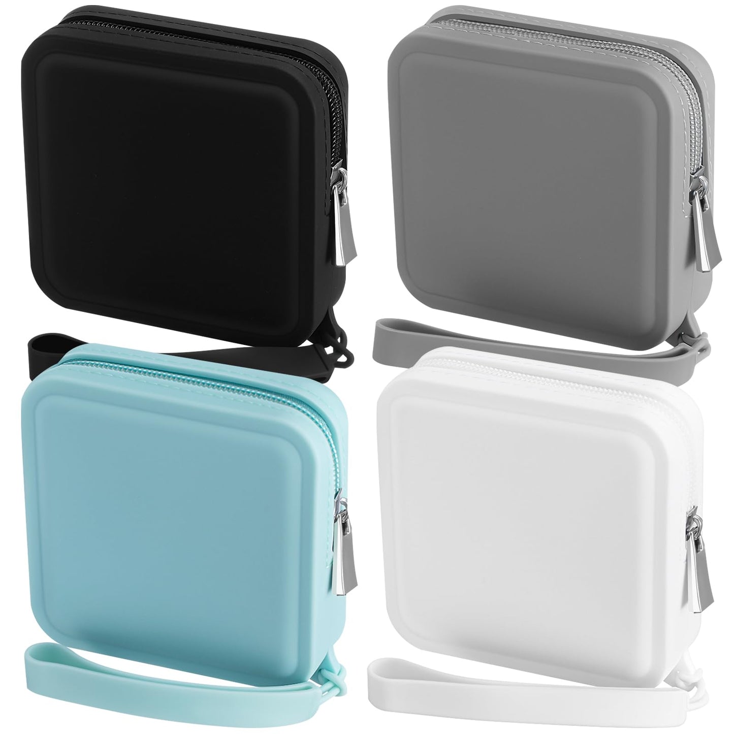 Kathfly 4 Pcs Mini Waterproof Makeup Bag Pouch for Purse Hair Tie Organizer Travel Silicone Bobby Pin Holder Portable Small Cosmetic Bag Coin Purse for Women Accessories Small Items