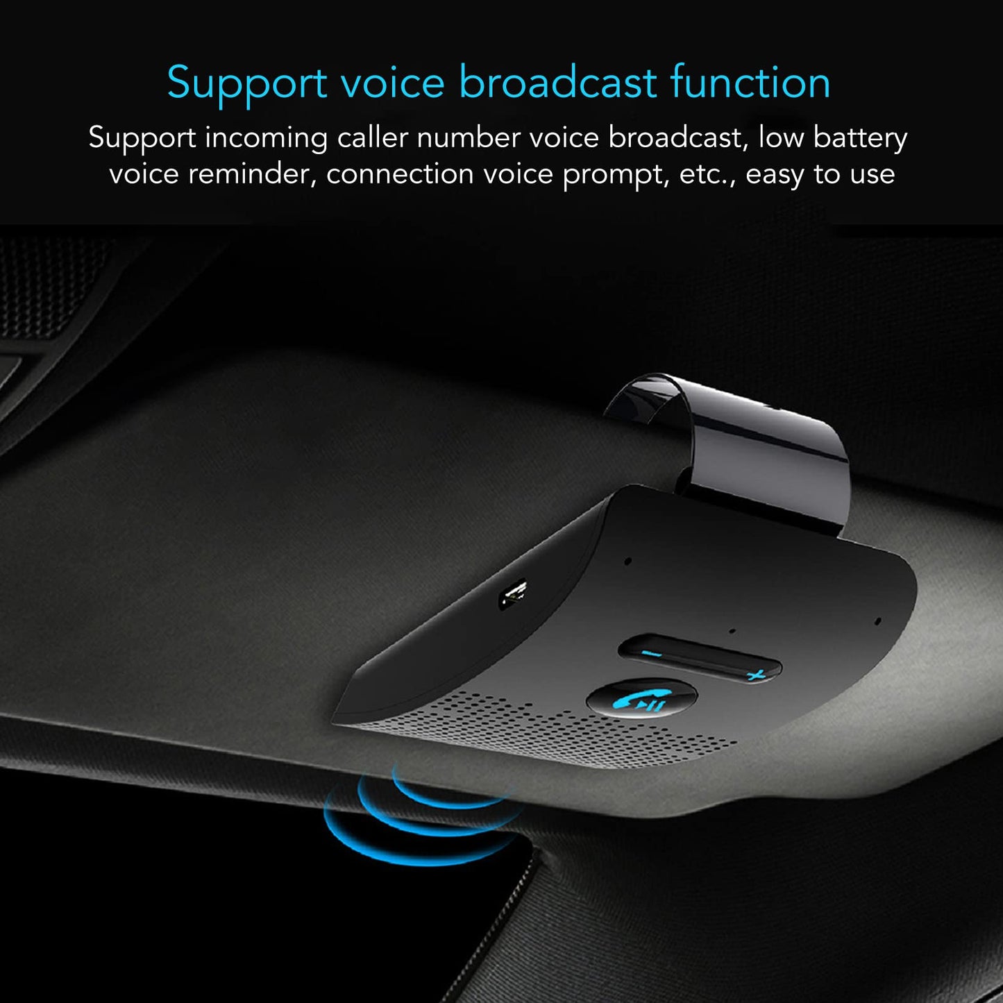 Handsfree Bluetooth for Phone Car Kit, Bluetooth Car Speaker Auto Power On Navigation Assistant Car Visor Bluetooth Receiver with Back Clip, Cars Handsfree Speakerphone Adapter