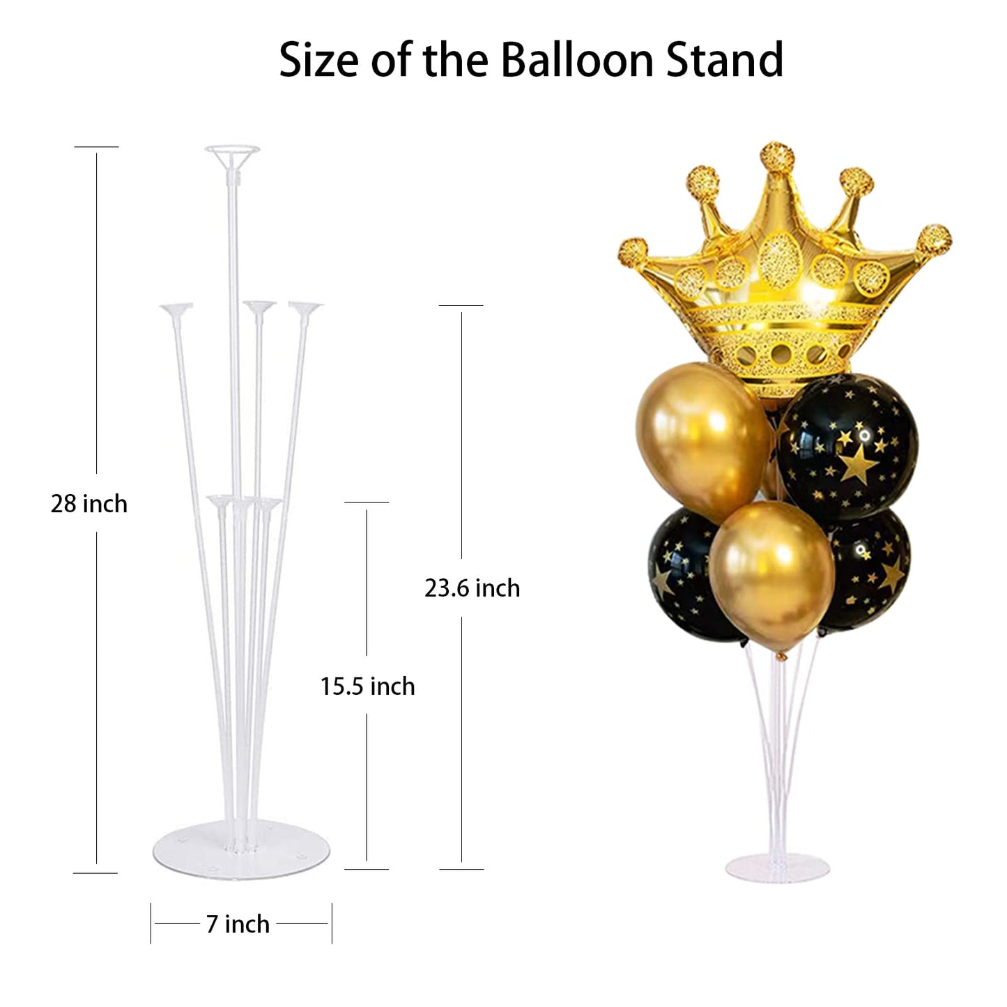 ROYUYE 4 Sets of Table Balloon Stand Kit, 1 Roll of Glue and 5 Flower Clips for Birthday, Celebration and Party Decorations