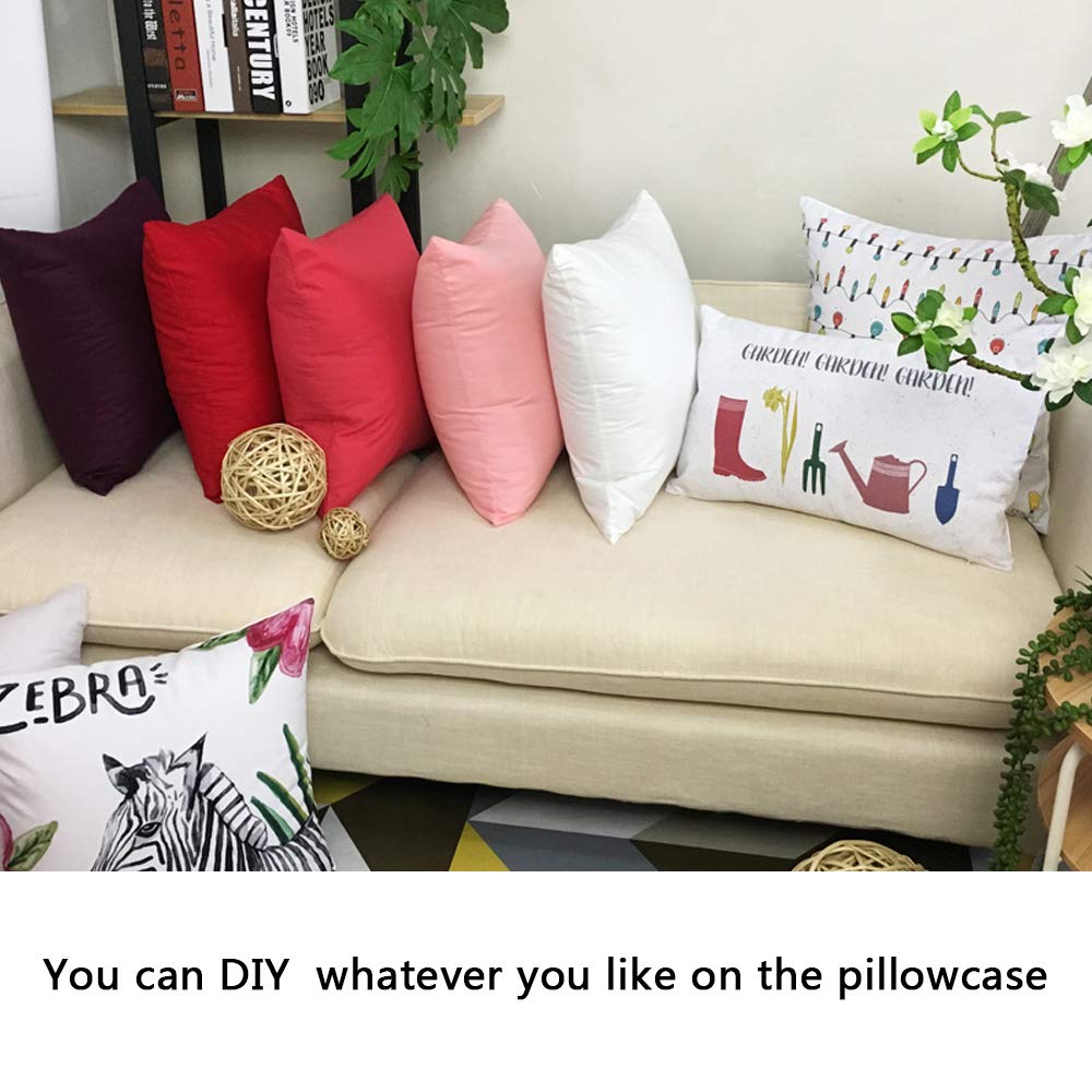Thmyo 4-Pack 100% Cotton Lumbar Comfortable Solid Decorative Throw Pillow Case Rectangle Cushion Cover DIY Pillowcases for Sofa Bed(Only Covers,Not Pillows)(12x20inch/30x50cm,White)