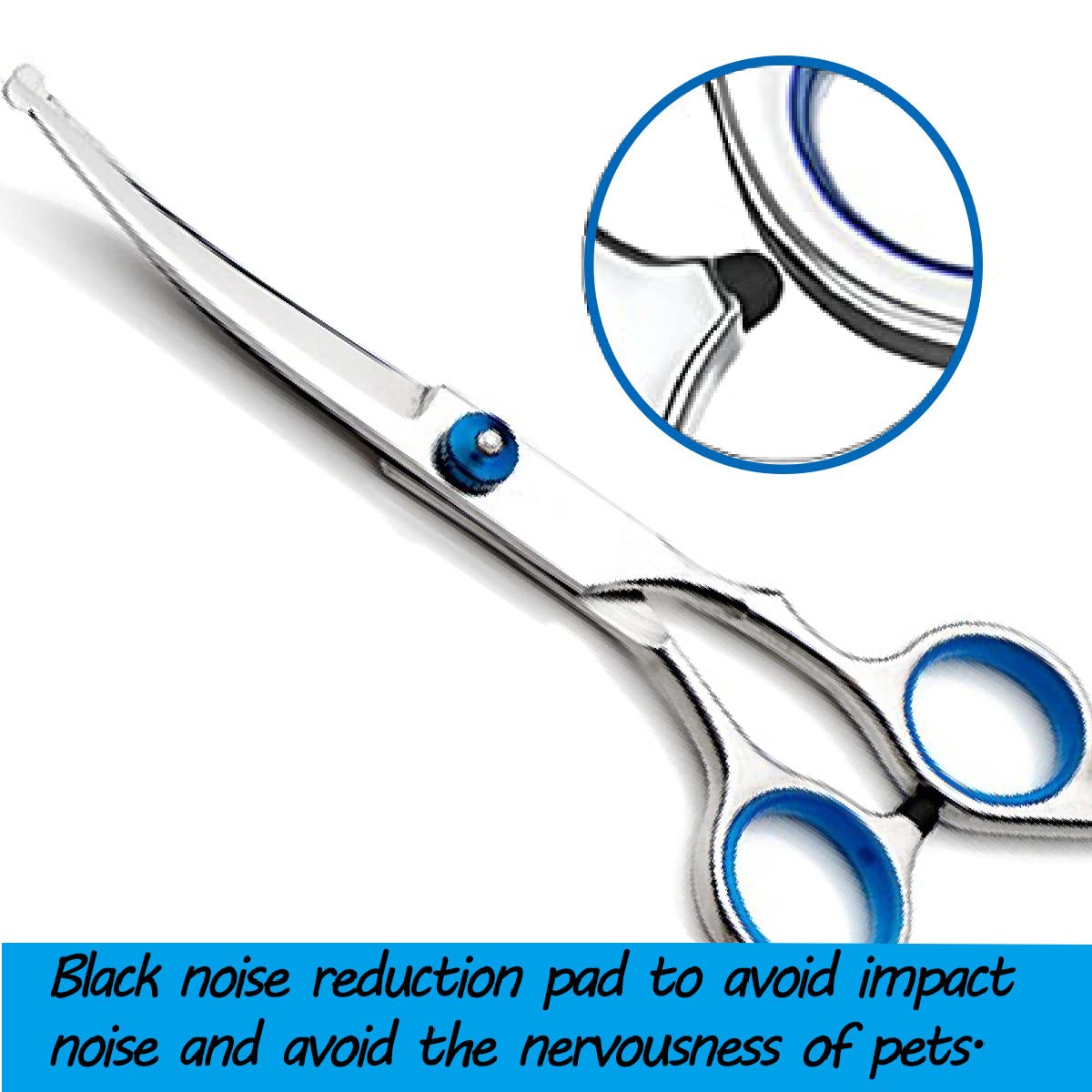 Curved Dog Grooming Scissors,Pet Hair Scissors with Safety Round Tips, Heavy Duty Titanium Stainless Steel, Professional Dogs Cats Pets Grooming Shears