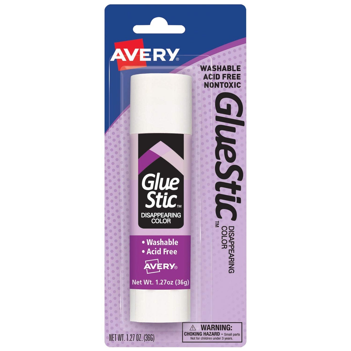 Avery Glue Stic, Disappearing Purple, Washable, Non-Toxic, 1.27oz, 6 Glue Sticks, 2-Pack, 12 Total (10222)