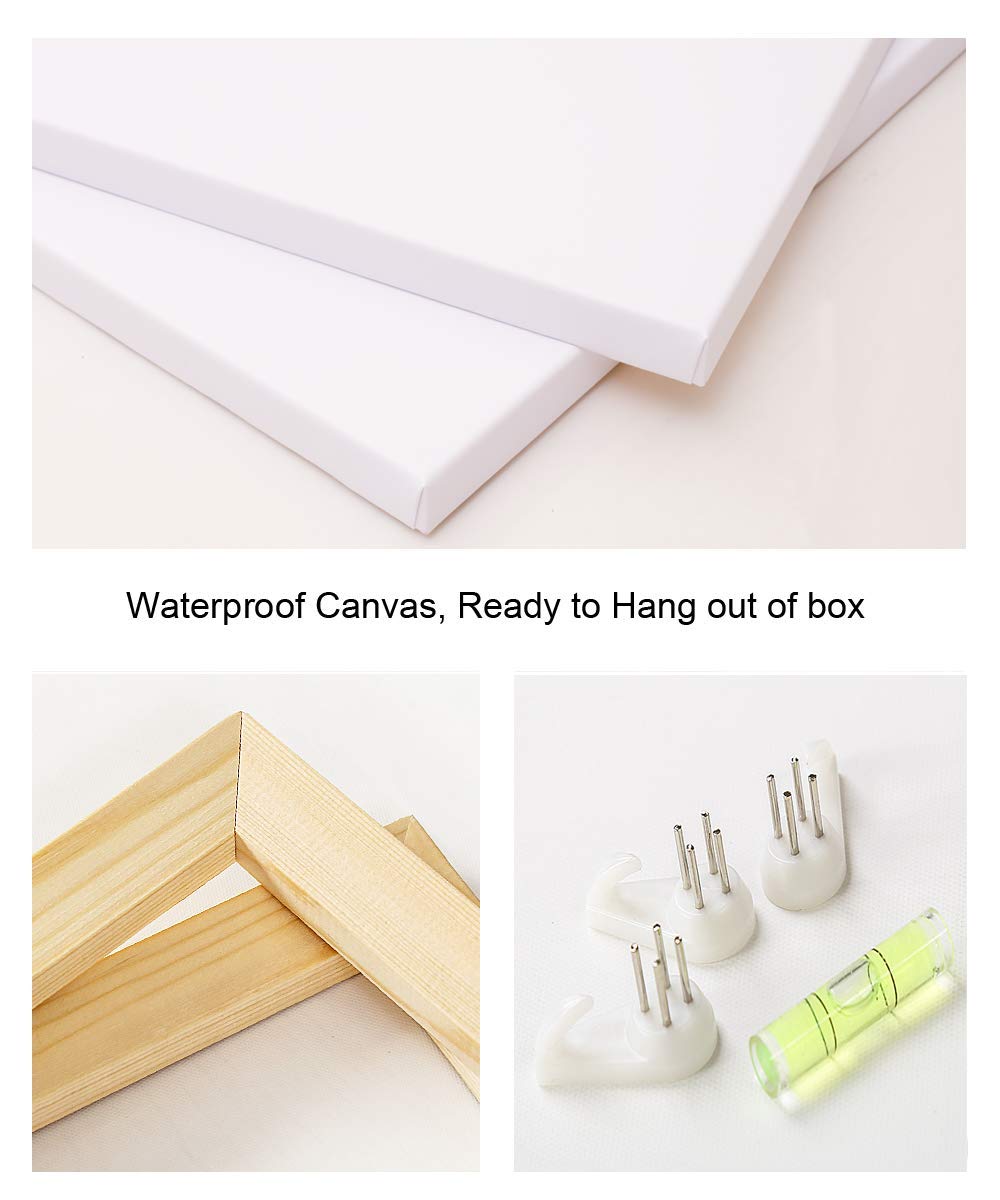 Biuteawal 3 Piece Wall Art Black White Tree at Warm Sunrise Landscape Picture Photo Canvas Prints Nature Tree of Life Painting for Home Office Living Room Decor Stretched and Framed Ready to Hang