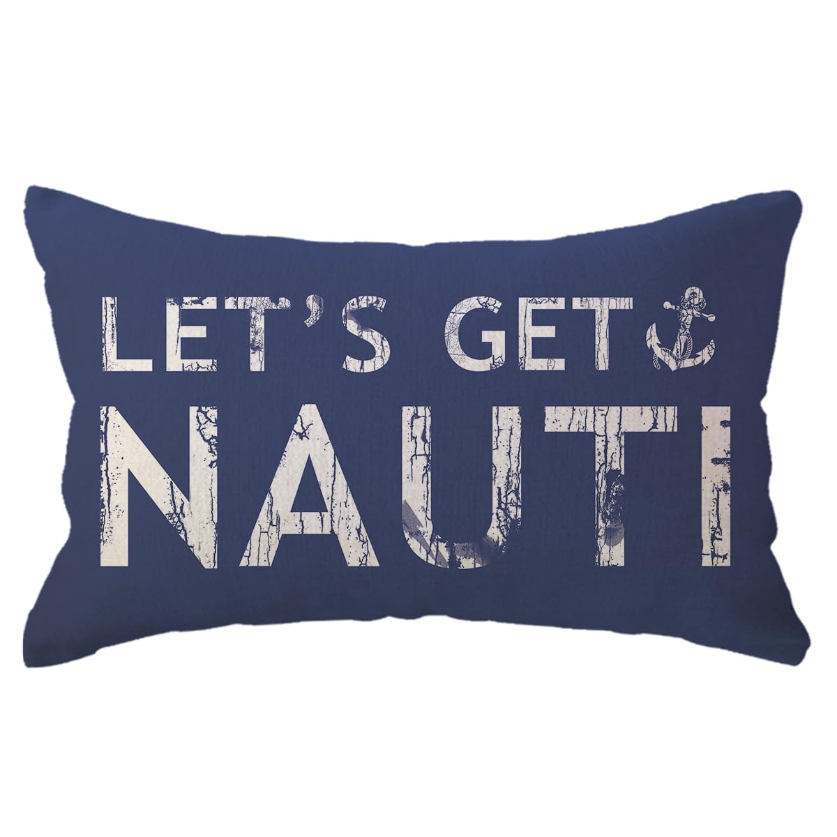 ULOVE LOVE YOURSELF Costal Beach Throw Pillow Cover Let’s Get Nauti Anchor House Decor Cushion Covers Nautical Summer Decorative Lumbar Pillowcases 12x20 inch(Blue)