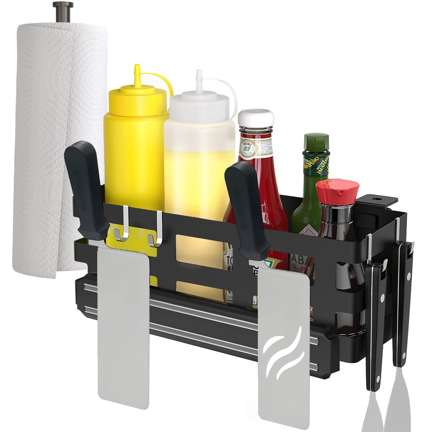 Griddle Caddy for Blackstone Griddles Prep Cart, Space Saving Grill Accessories Storage Caddy, BBQ Accessories Holder for Blackstone 28”-36” Grill with a Magnetic Tool Holder Paper Towel Holder