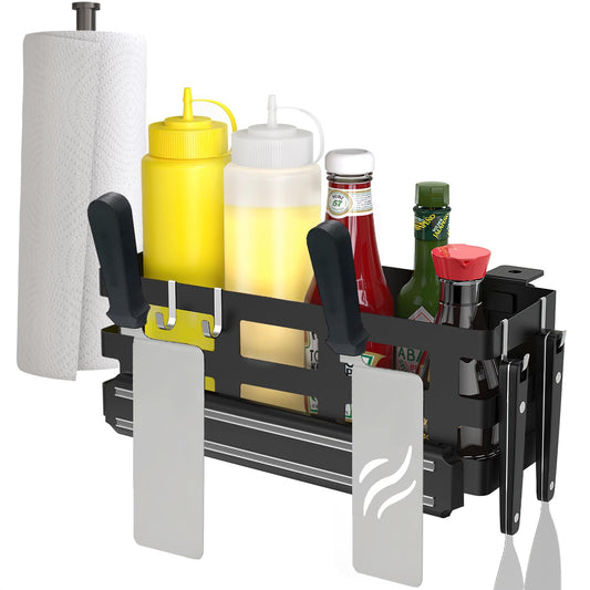 Griddle Caddy for Blackstone Griddles Prep Cart, Space Saving Grill Accessories Storage Caddy, BBQ Accessories Holder for Blackstone 28”-36” Grill with a Magnetic Tool Holder Paper Towel Holder