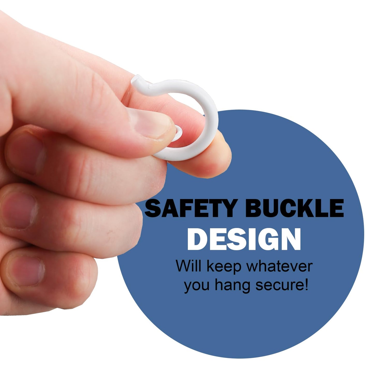 ADIIL 20 PCS Q Hanger Hooks with Safety Buckle, Windproof Screw Hooks for Hanging Outdoor String Lights, Plants, Christmas Patio Lights, 2.2 Inches, White