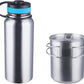 Canteen Stainless Steel Water Bottle with Nested Camping Cup and Lid for Bug Out Bag, Bushcraft Gear, Metal Canteen with a Wide Mouth Water Bottle and Mess Kit