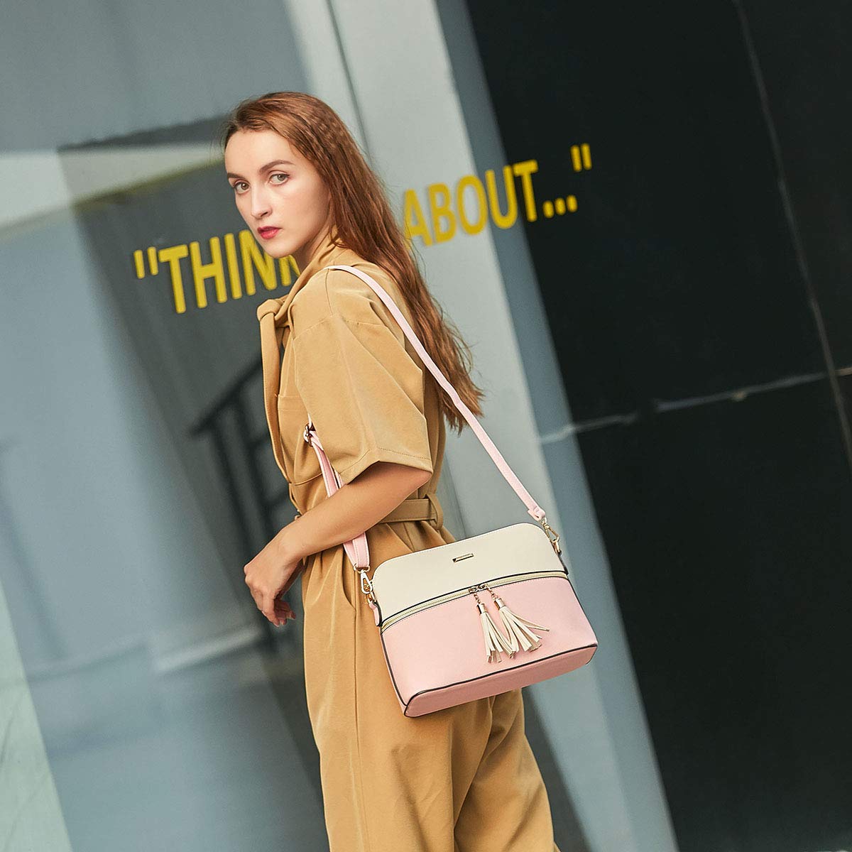 Women Fashion Synthetic Leather Handbags Tote Bag Shoulder Bag Top Handle Satchel Purse Set 4pcs