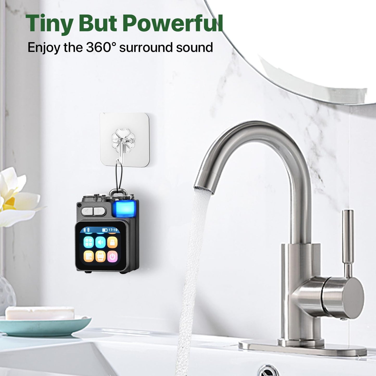 Mini Bluetooth Speaker, Smart Wireless Portable Speaker with Touchscreen, Loud HD Sound, LED Lights, BT5.4, All In One Small Audio for Home/Outdoor/Travel/Shower/Party/Beach/Camping/Hiking/Cycling