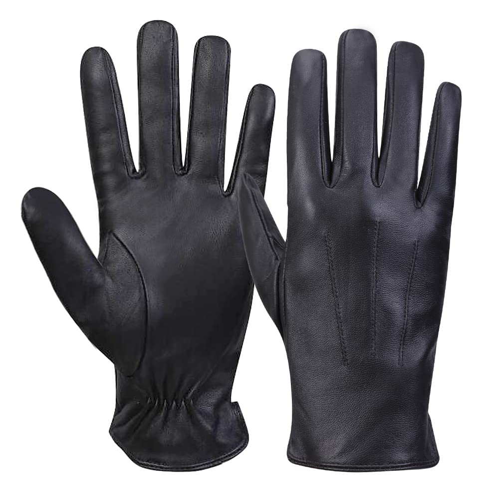 MGGMOKAY Mens Nappa Lambskin Leather Gloves(100% Cashmere Lining),Black,X-Large