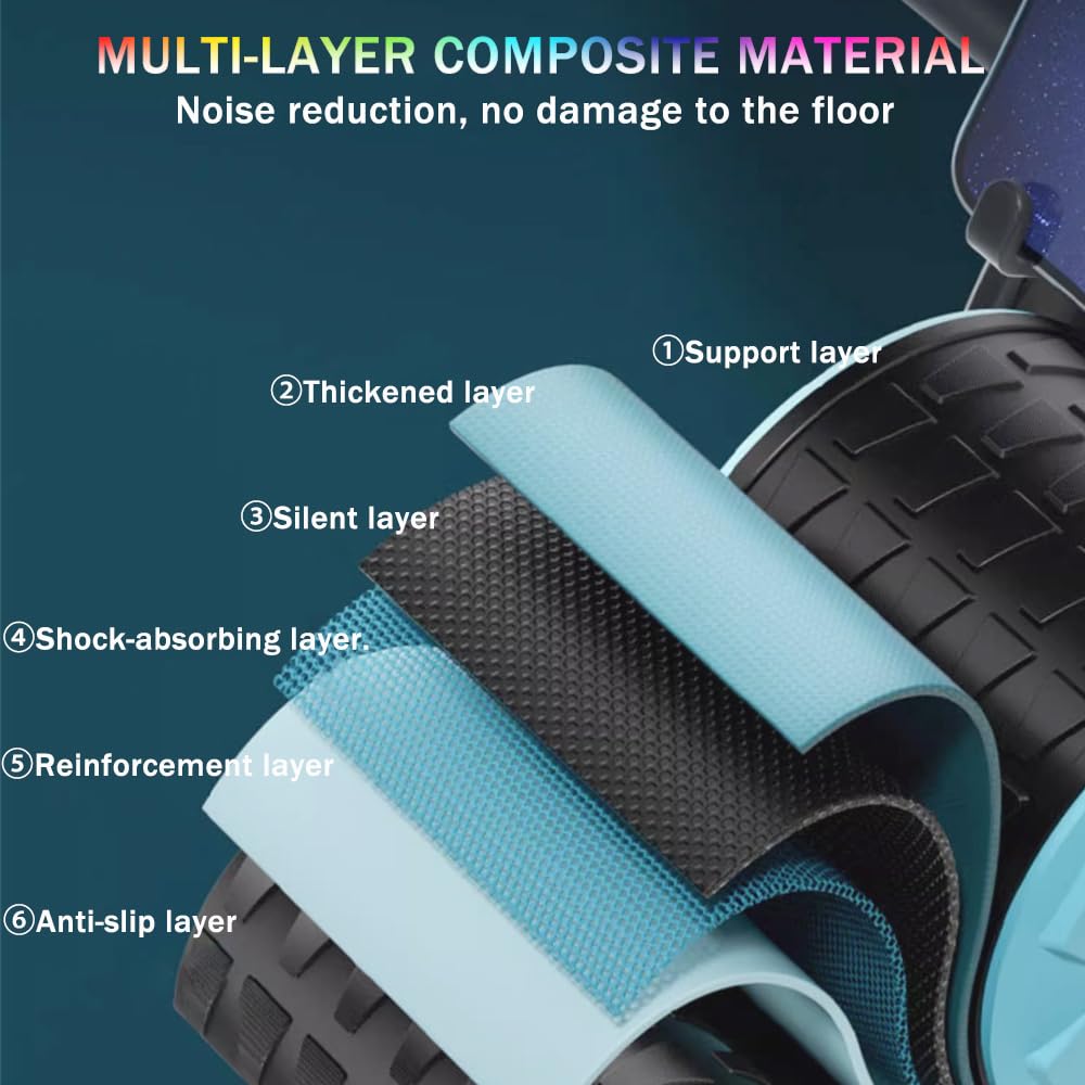 Bersauji 2023 New Ab Roller Wheel with Knee Mat &Timer, Automatic Rebound Abdominal Wheel, Ab Abdominal Exercise Roller with Elbow Support, Abs Workout Equipment Ab Exercise Roller for Women Men