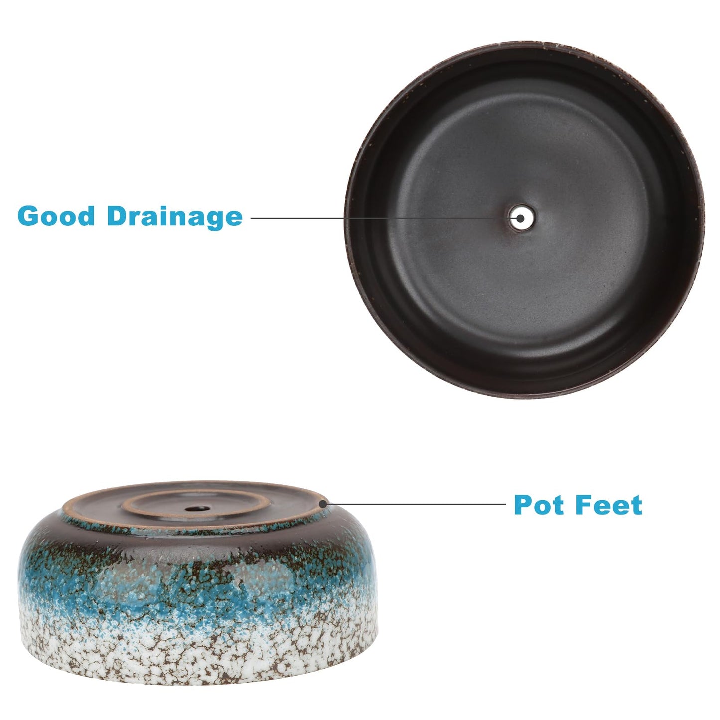 kilolfy 2pc Pot 6.5" 8.5" Glazed Ceramic Succulent Planter Container