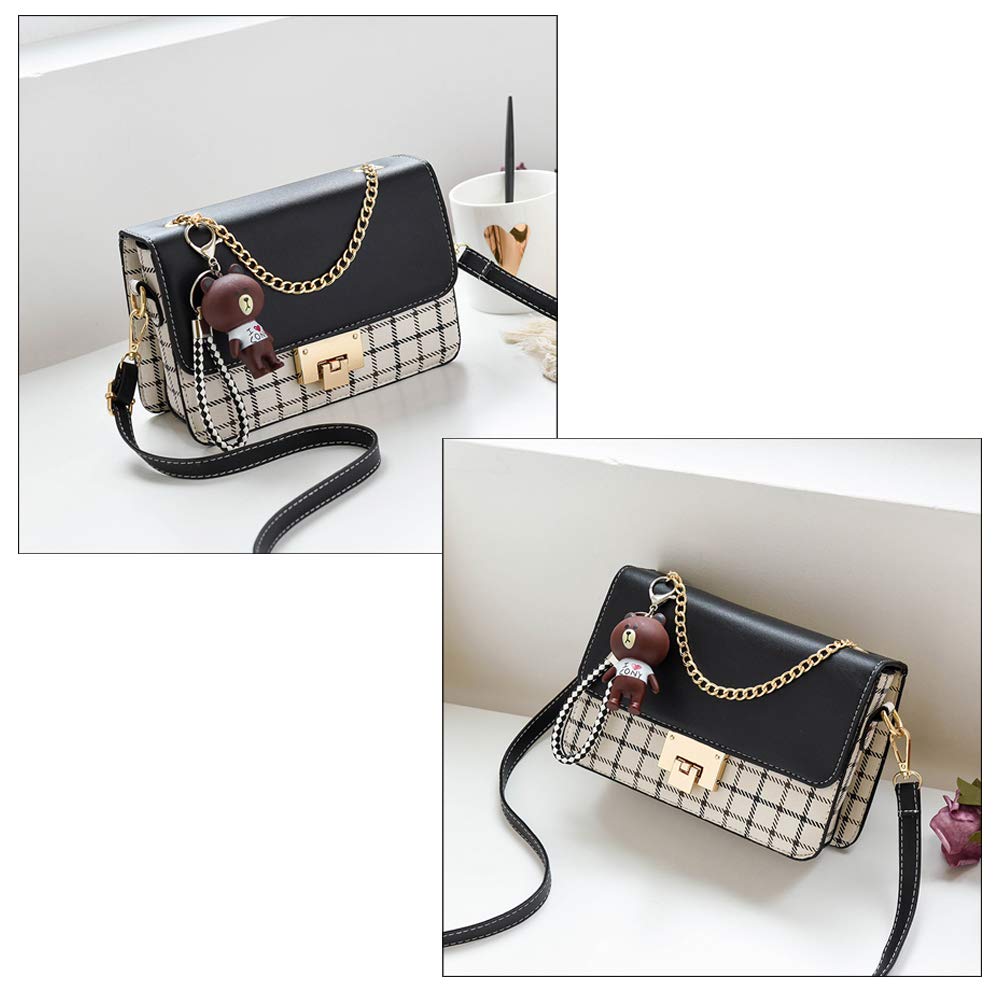 zhongningyifeng Crossbody Bag Shoulder Bag for Women Leather Small Purses Handbags Fashion With Chain Strap (plaid black)