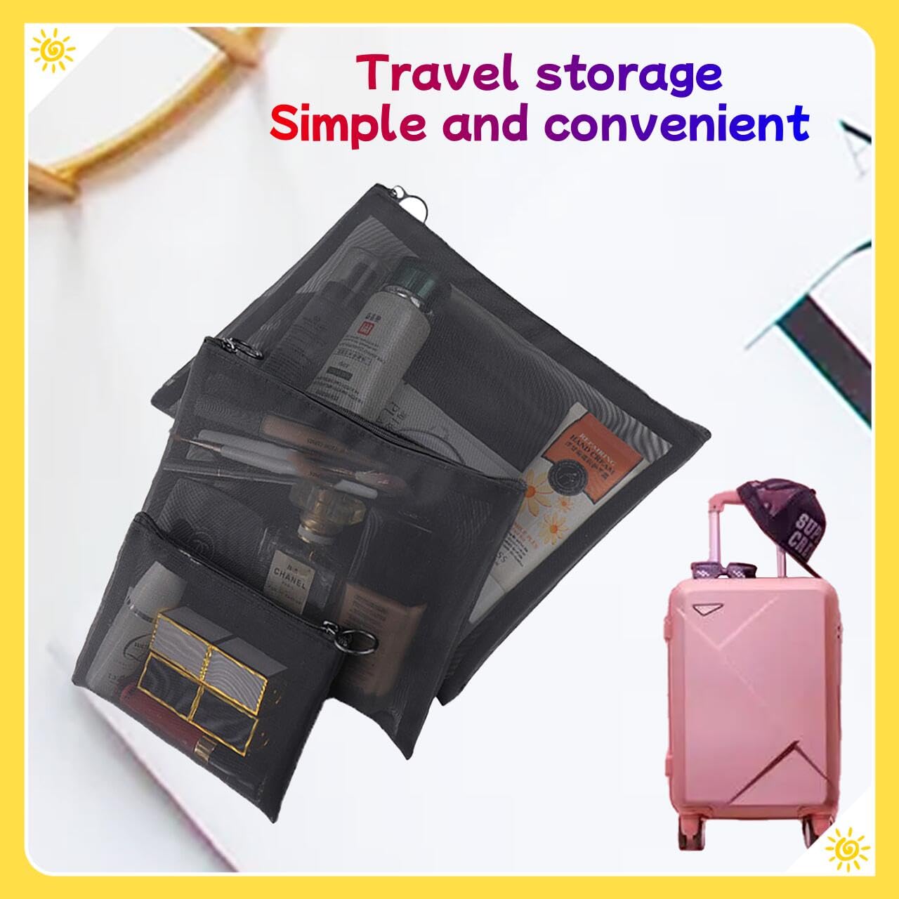 5-Pack Small Mesh Makeup Bag with Zipper for Purse, Diaper Bag Organizing Pouches, Purse Organizer Pouches for Travel Toiletry Bag