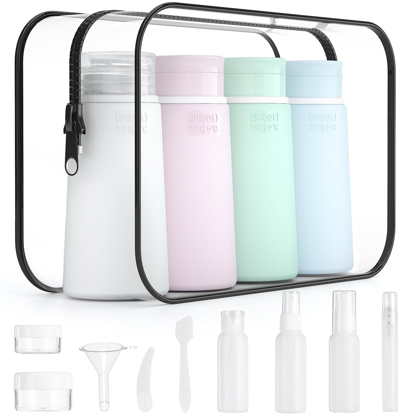 Valourgo 15 Pack Travel Bottles Set, TSA Approved Leak Proof Silicone Travel Containers jar for Toiletries, Shampoo, Lotion Body Washt,Perfume spray bottle，Travel Essentials toiletry Bottles