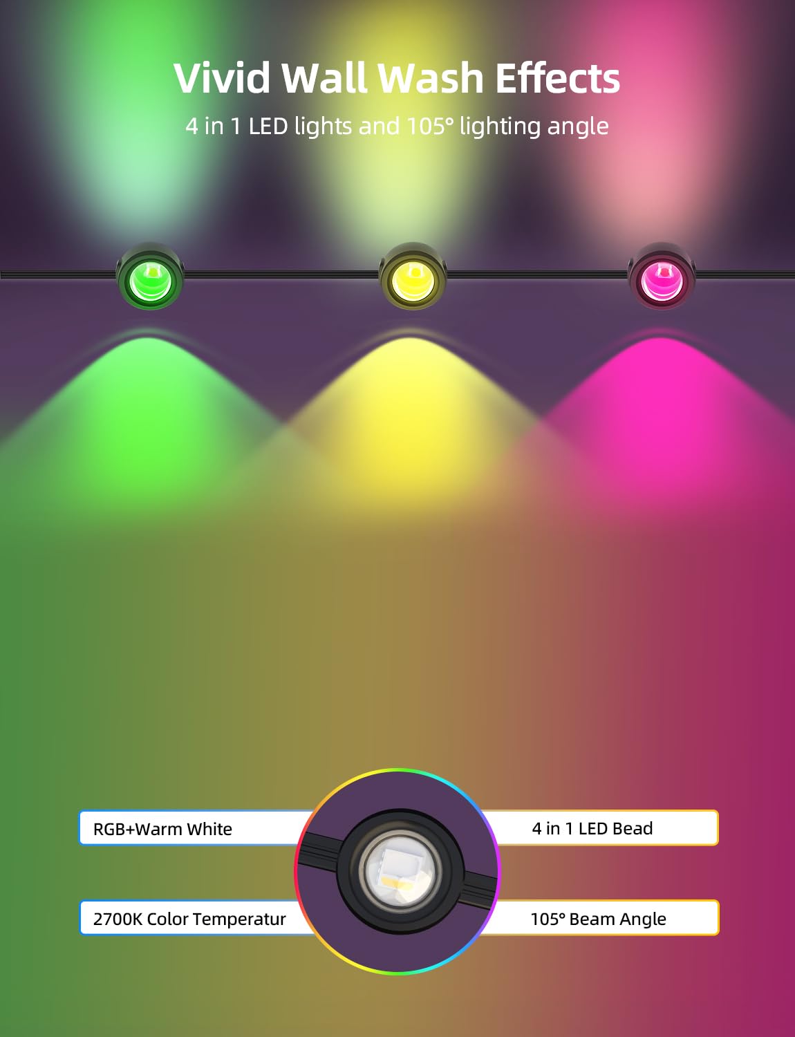 APPECK Permanent Outdoor Lights 100ft with 72 LEDs, DIY Scene Modes, Smart RGBW String Lights Waterproof, App & Remote Control for Christmas, Holidays, Compatible with Alexa, Google, Black